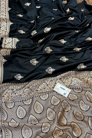 Black Kohinoor Buti Katan Silk Banarasi Saree