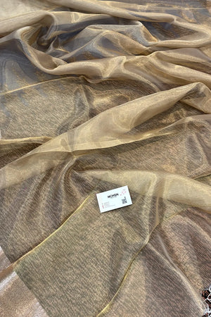 Cooper Golden Zari Tissue Silk Banarasi Saree