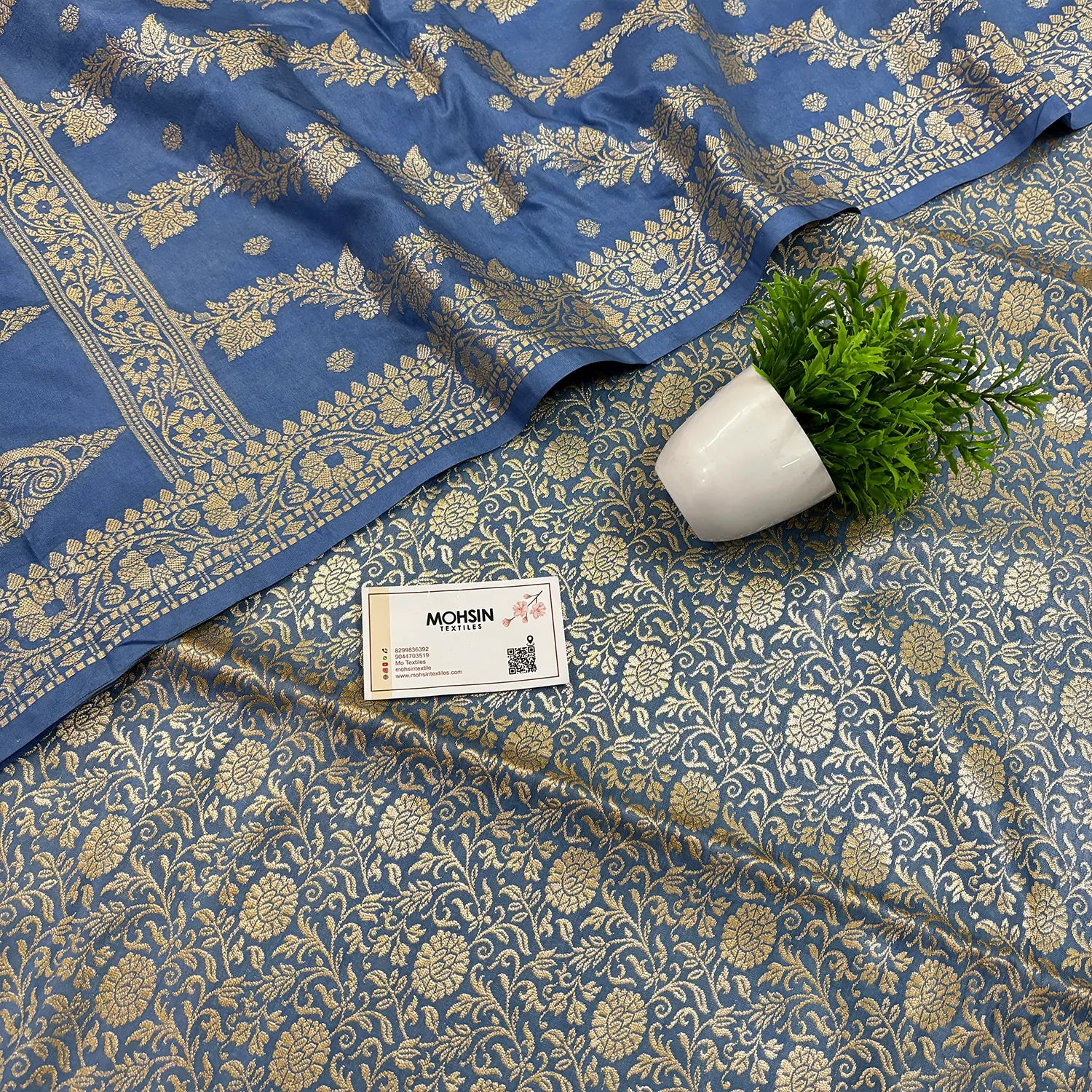 Dark Firozi Golden Zari Katan Silk Banarasi Suit