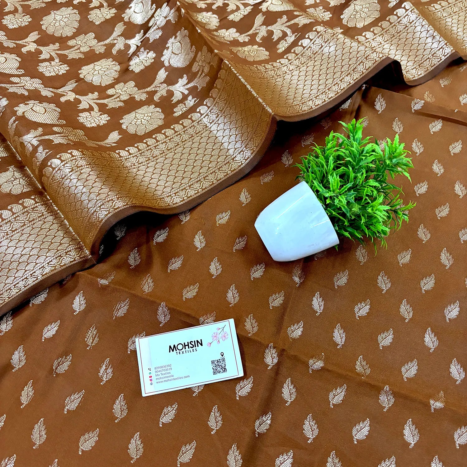 Dark Mustard Sunehri Pankh Satin Silk Banarasi Suit