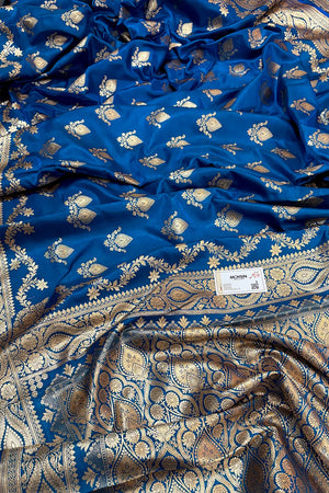 Firozi Ruby Buti Katan Silk Banarasi Saree