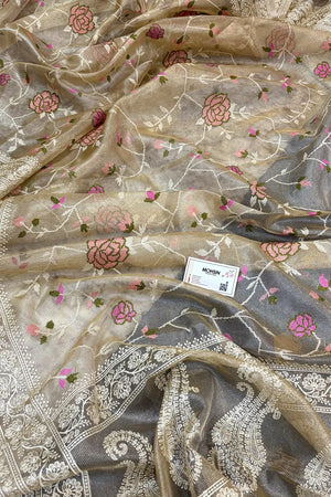 Gold Embroidery Tissue Silk Banarasi Saree