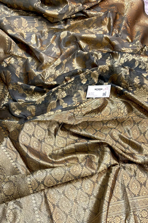 Grey Resham Zari Cotton Silk Banarasi Saree