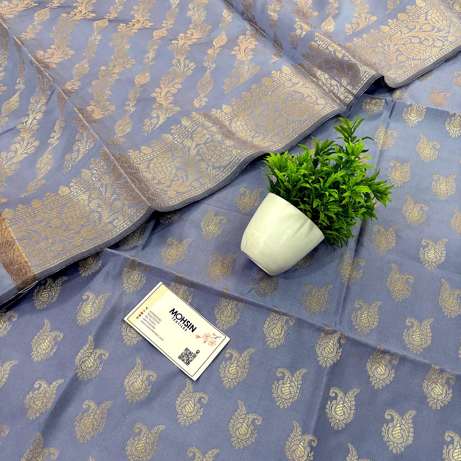 Lavender Chirag Buti Satin Silk Banarasi Suit