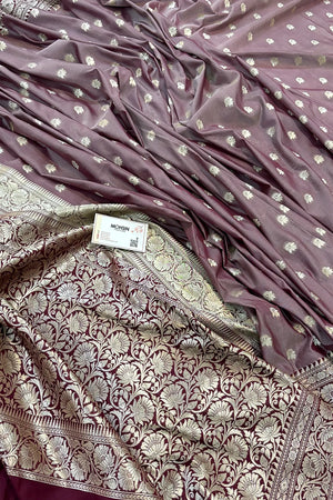 Light Wine and Wine Ghonga Buti Katan Silk Banarasi Saree