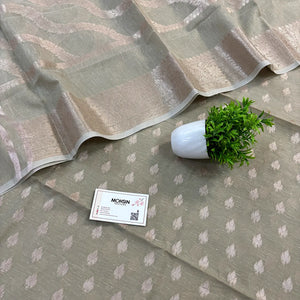 Mint Golden Zari Linen Silk Banarasi Suit