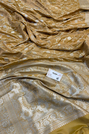 Mustard Vardhman Jaal Katan Silk Banarasi Saree