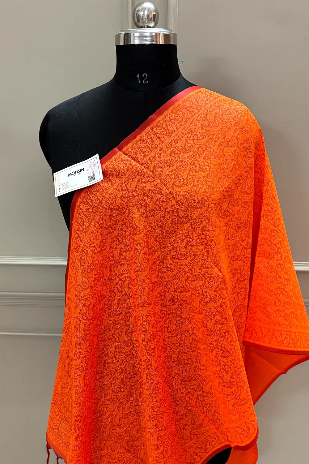 Orange Resham Zari Silk Banarasi Stole