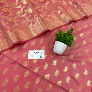Peach Godzilla Satin Silk Banarasi Suit