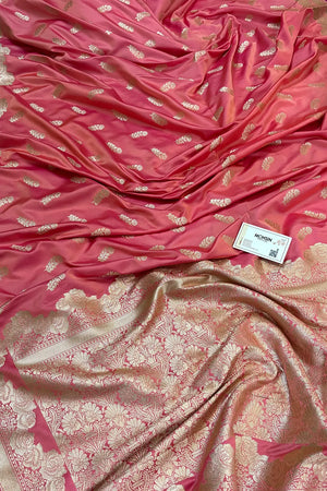 Peach Kanak Buti Katan Silk Banarasi Saree