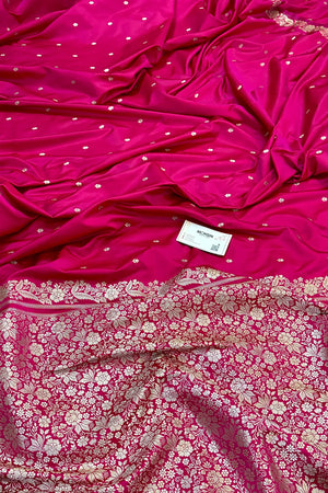 Pink Golden Zari Katan Silk Banarasi Saree