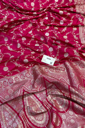 Pink Makra Jaal Katan Silk Banarasi Saree