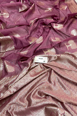 Pink Resham Zari Cotton Silk Banarasi Saree