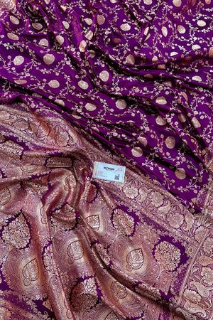 Purple Churmuri Jaal Katan Silk Banarasi Saree