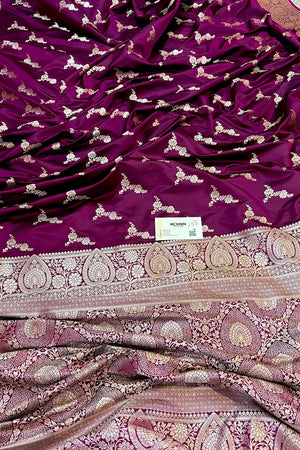 Purple Golden Zari Katan Silk Banarasi Saree
