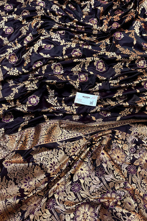 Purple Henna Jaal Katan Silk Banarasi Saree