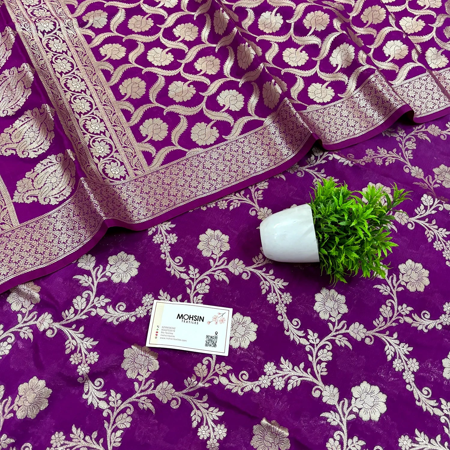Purple Kashmiri Jaal Katan Silk Banarasi Suit