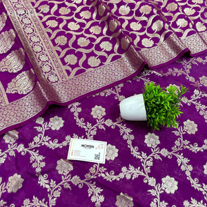 Purple Kashmiri Jaal Katan Silk Banarasi Suit