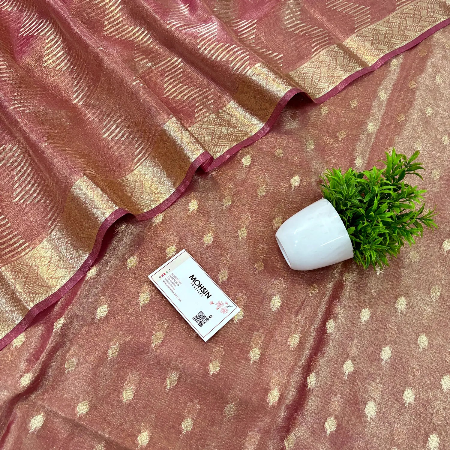 Rani Pink Kutki Tissue Silk Banarasi Suit