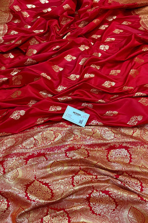 Red Golden Zari Katan Silk Banarasi Saree