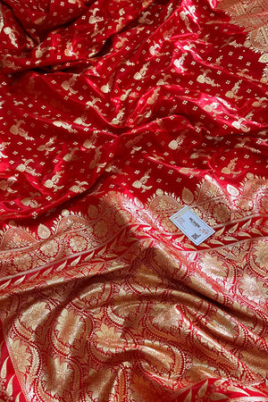 Red Victory Katan Silk Banarasi Saree