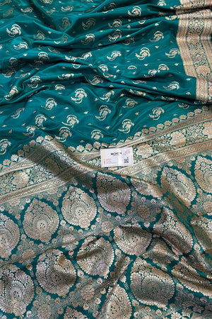 Sea Green Galaxy Buti Katan Silk Banarasi Saree