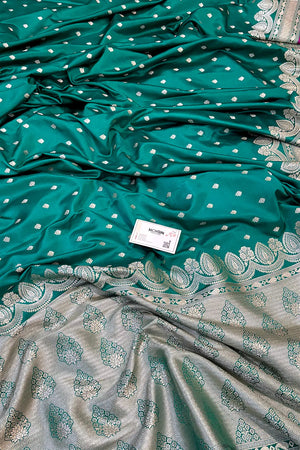 Sea Green Jadi Buti Katan Silk Banarasi Saree
