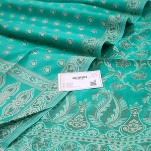 Sea Green Resham Zari Cotton Silk Banarasi Suit