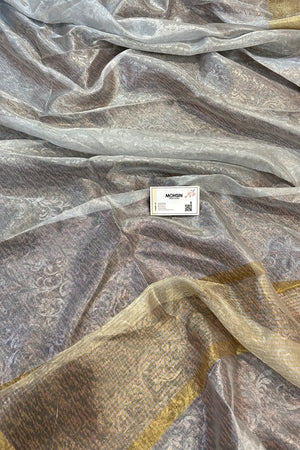 Silver Ambose Tissue Silk Banarasi Saree