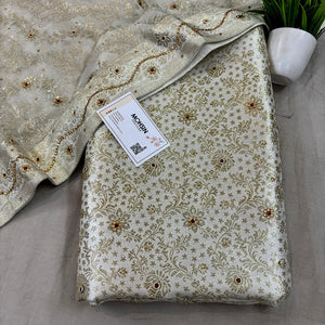 White Stone Work Kimkhab Silk Banarasi Gharara