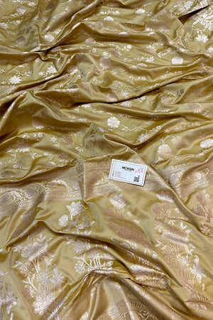 Yellow Kesari Jaal Katan Silk Banarasi Saree
