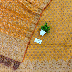 Yellow Pakki Carry Saleeb Cotton Silk Banarasi Suit