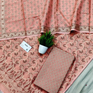 Light Peach Surahi Jaal Cotton Silk Banarasi Suit