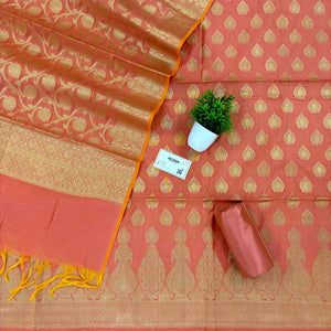 Peach Kalgha Buti Banarasi Silk Suit