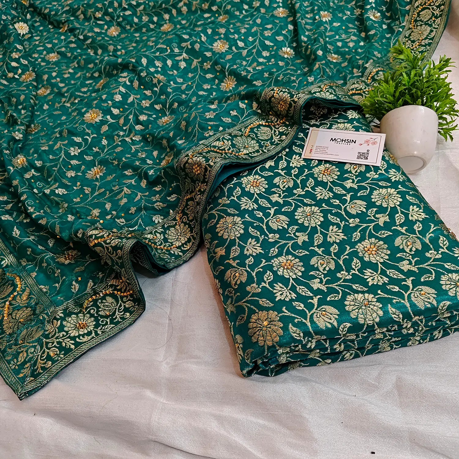 Sea Green Stone Work Kimkhab Silk Banarasi Gharara