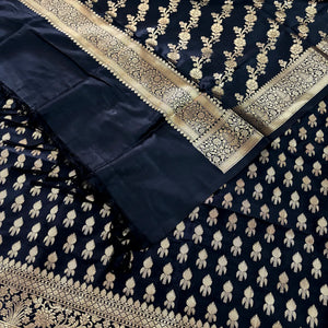 Black Rocket Buti Satin Silk Banarasi Suit