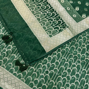 Bottle Green Cactus Jaal Organza Silk Banarasi Suit