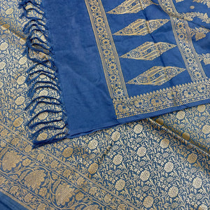 Dark Firozi Golden Zari Katan Silk Banarasi Suit