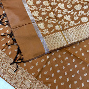 Dark Mustard Sunehri Pankh Satin Silk Banarasi Suit