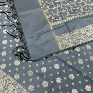 Grey Shaktiman Buti Satin Silk Banarasi Suit