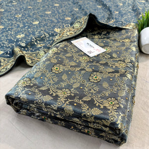 Grey Stone Work Kimkhab Silk Banarasi Gharara