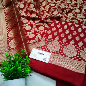 Maroon Golden Zari Katan Silk Banarasi Suit