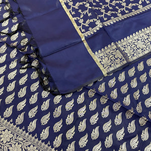 Navy Blue Agnipath Buti Satin Silk Banarasi Suit