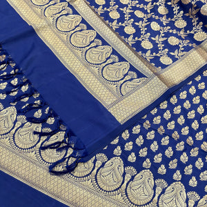 Navy Blue Gumbad Patti Katan Silk Banarasi Suit