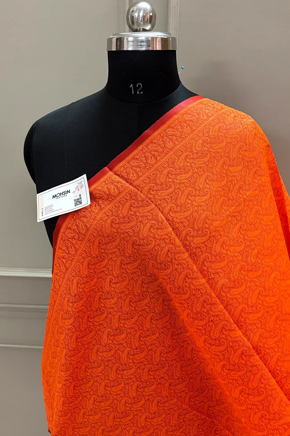 Orange Resham Zari Silk Banarasi Stole
