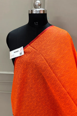 Orange Resham Zari Silk Banarasi Stole