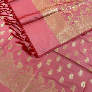 Peach Godzilla Satin Silk Banarasi Suit