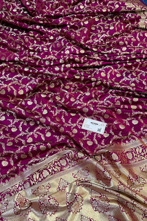 Purple Chandramukhi Jaal Katan Silk Banarasi Saree