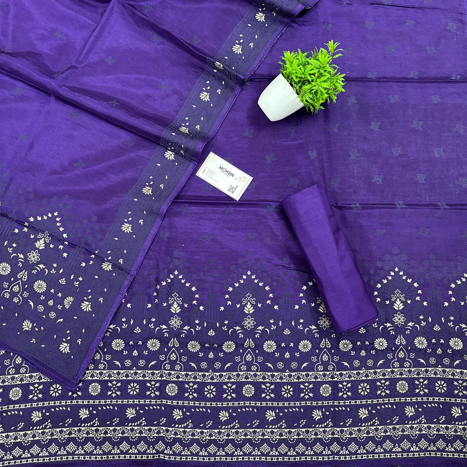 Purple Jhilmila Taj Dola Silk Banarasi Suit