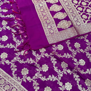 Purple Kashmiri Jaal Katan Silk Banarasi Suit